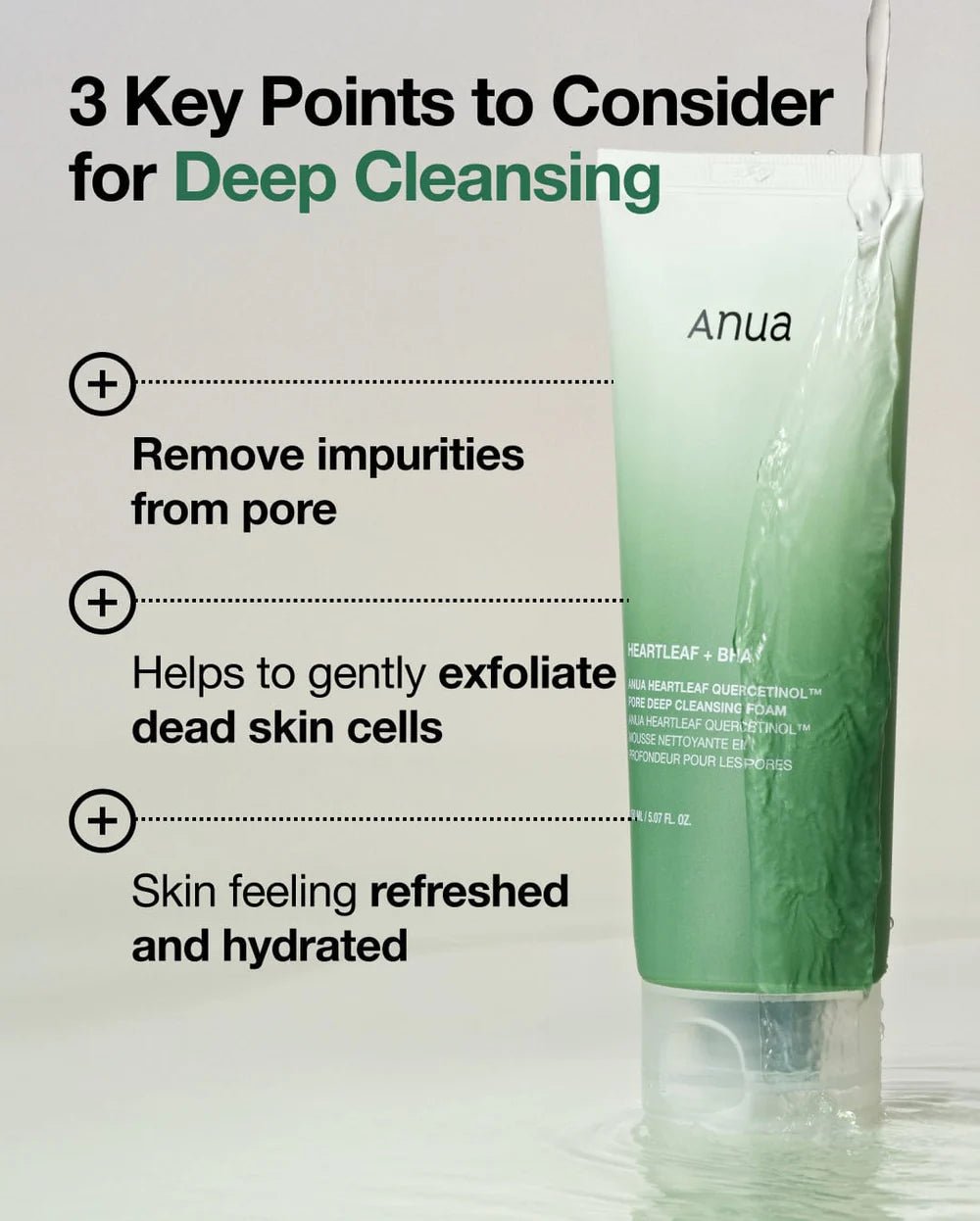 Anua heartleaf quercentinol pore deep cleansing foam 150 ml - Asian Hera