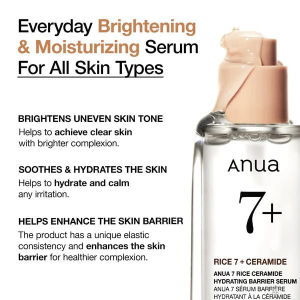 anua rice 7 ceramide hydrating barrier serum 50 ml - Asian Hera